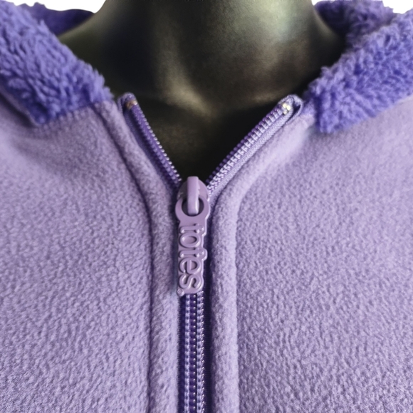 Totes Women's Purple Long Sleeve Fleece Full Zip Up Hooded Jacket Size Large - Picture 3 of 9